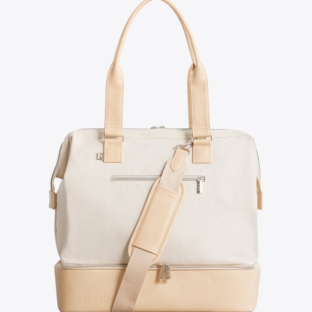 NWT Beis The Mini Weekender Travel Bag in Beige